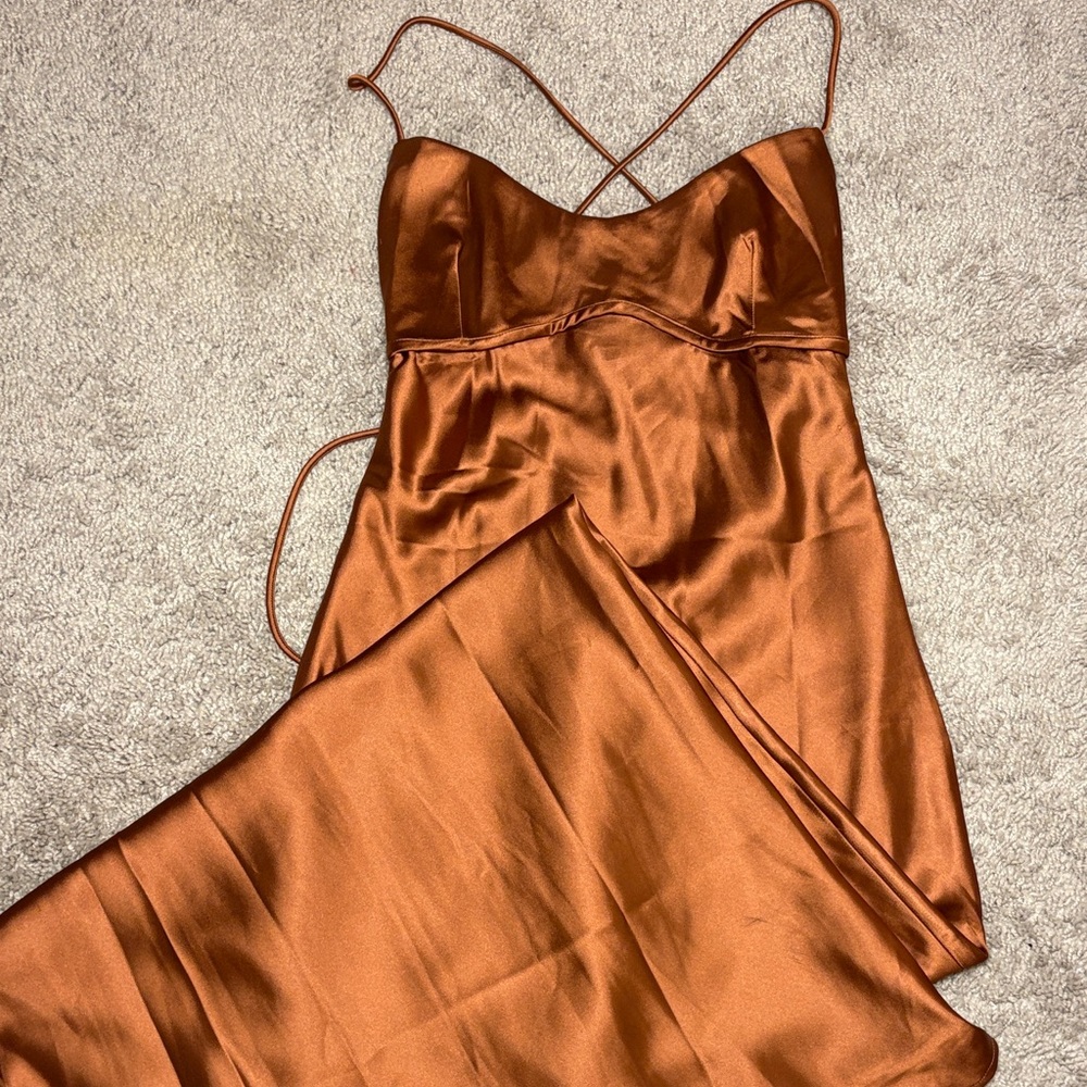 Luxurious Copper Satin Dress